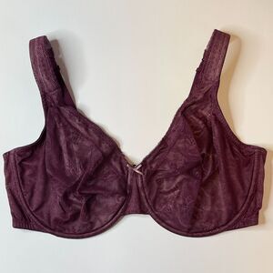 Cacique Modern Lace Covered Unlined Full Coverage Underwire Bra Size 42F Wine